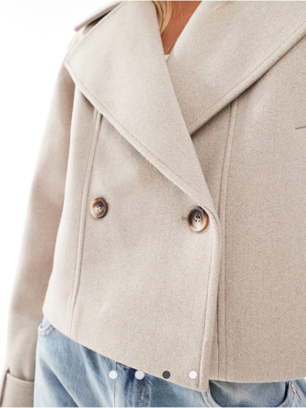 ASOS Tailored Double-Breasted Trench Jacket - Oatmeal - Picture 3 of 8